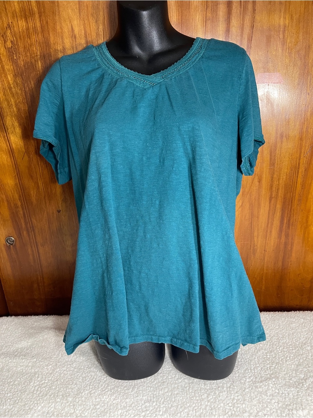 Coldwater Creek Teal Short-Sleeve V-Neck Top Size 1X